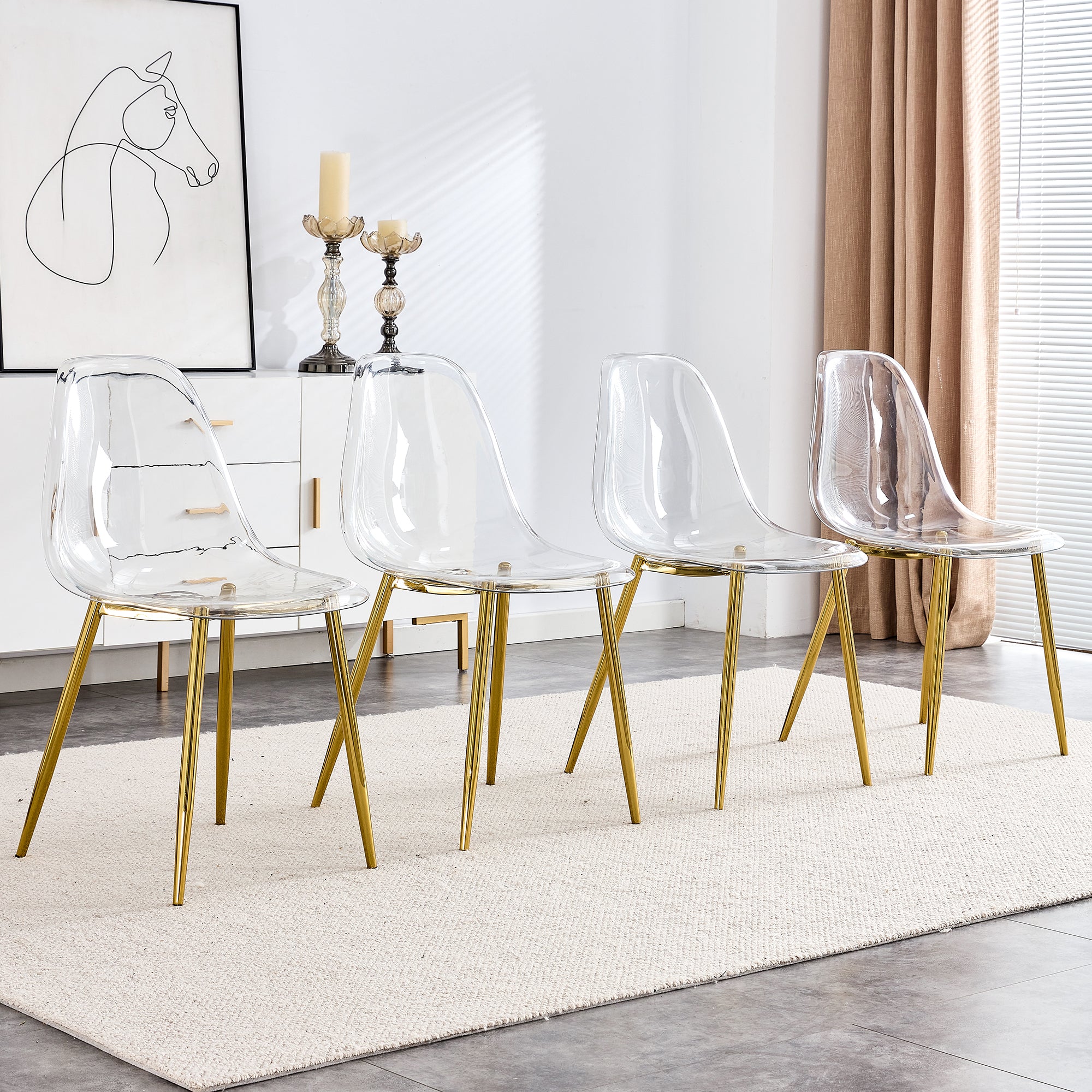 Crystal Gold Modern Transparent Dining Chair (Set of 4)