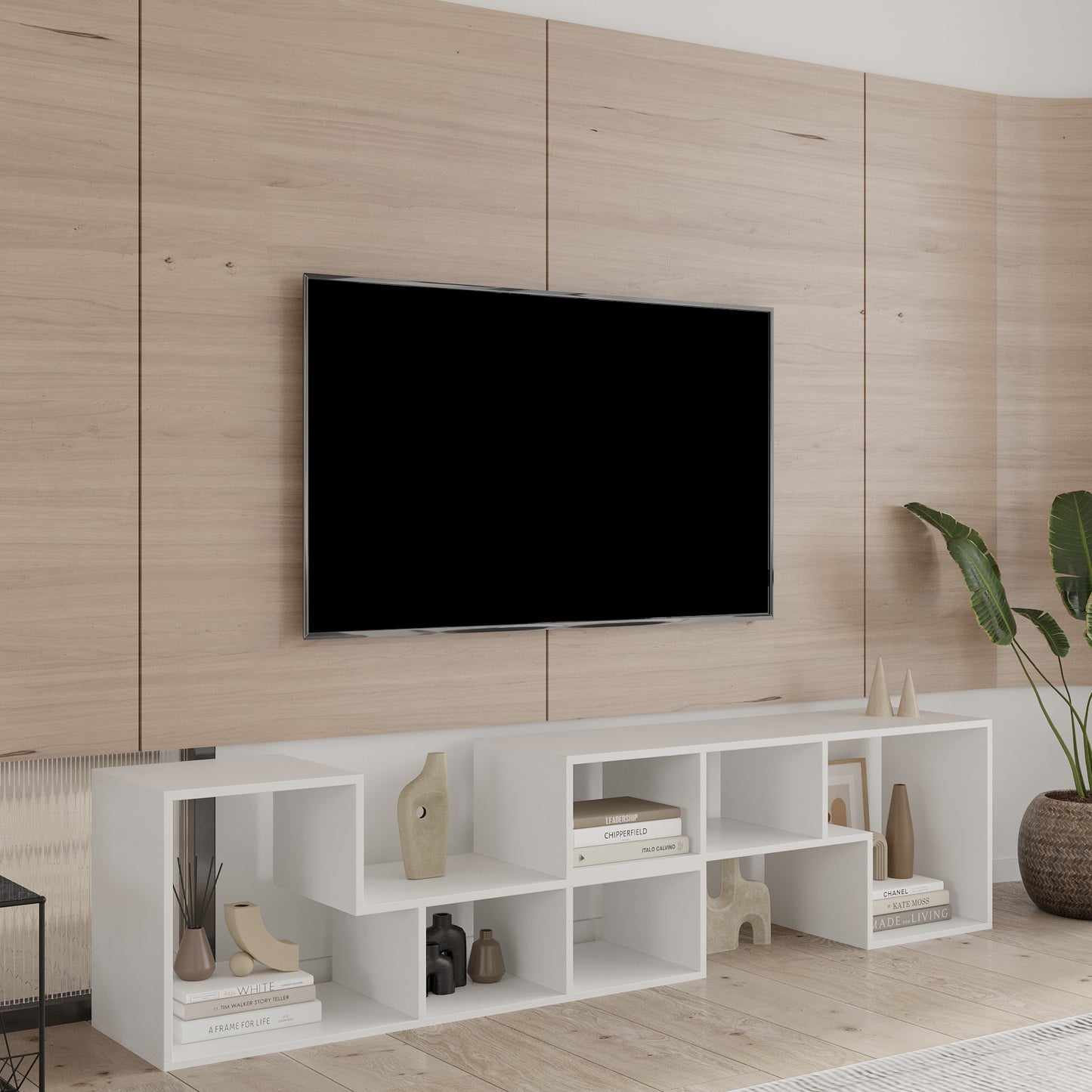 Cubic TV Stand in White Finish