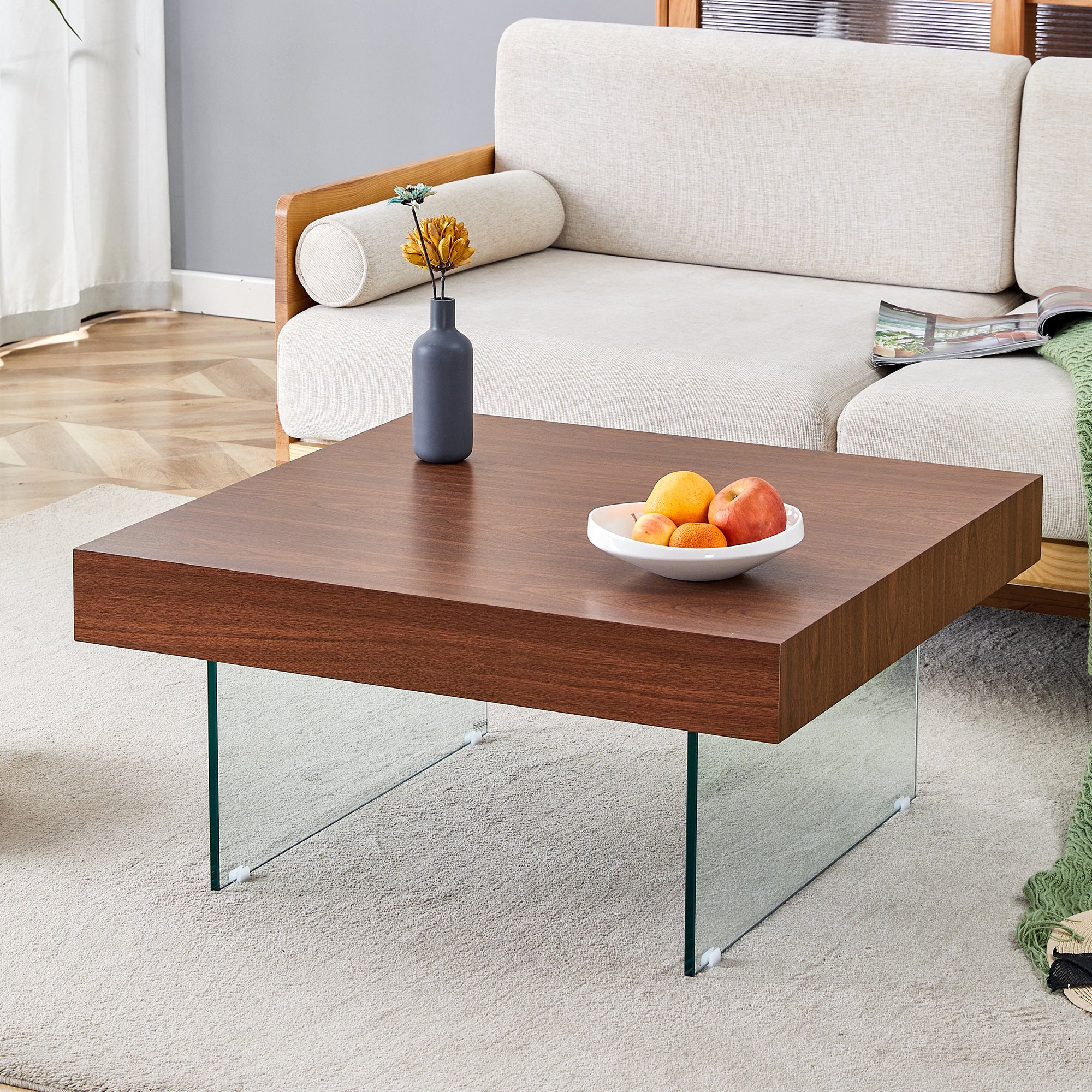 Destiny Square Coffee Table in Walnut Finish