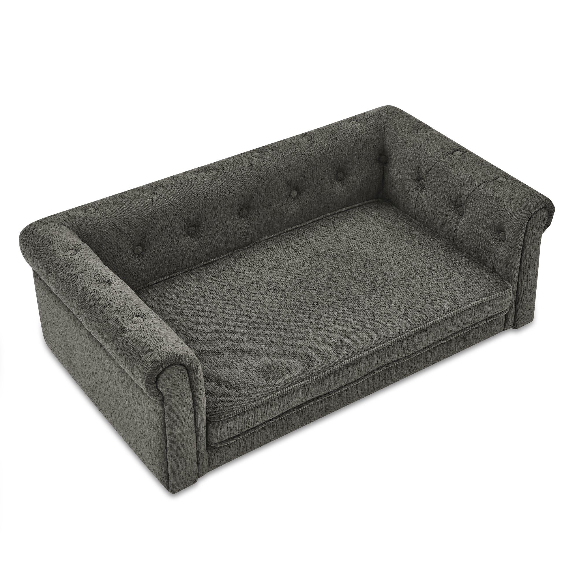 PawLuxe Elevated Dog Bed, Modern Rectangle Pet Sofa, Dark Grey