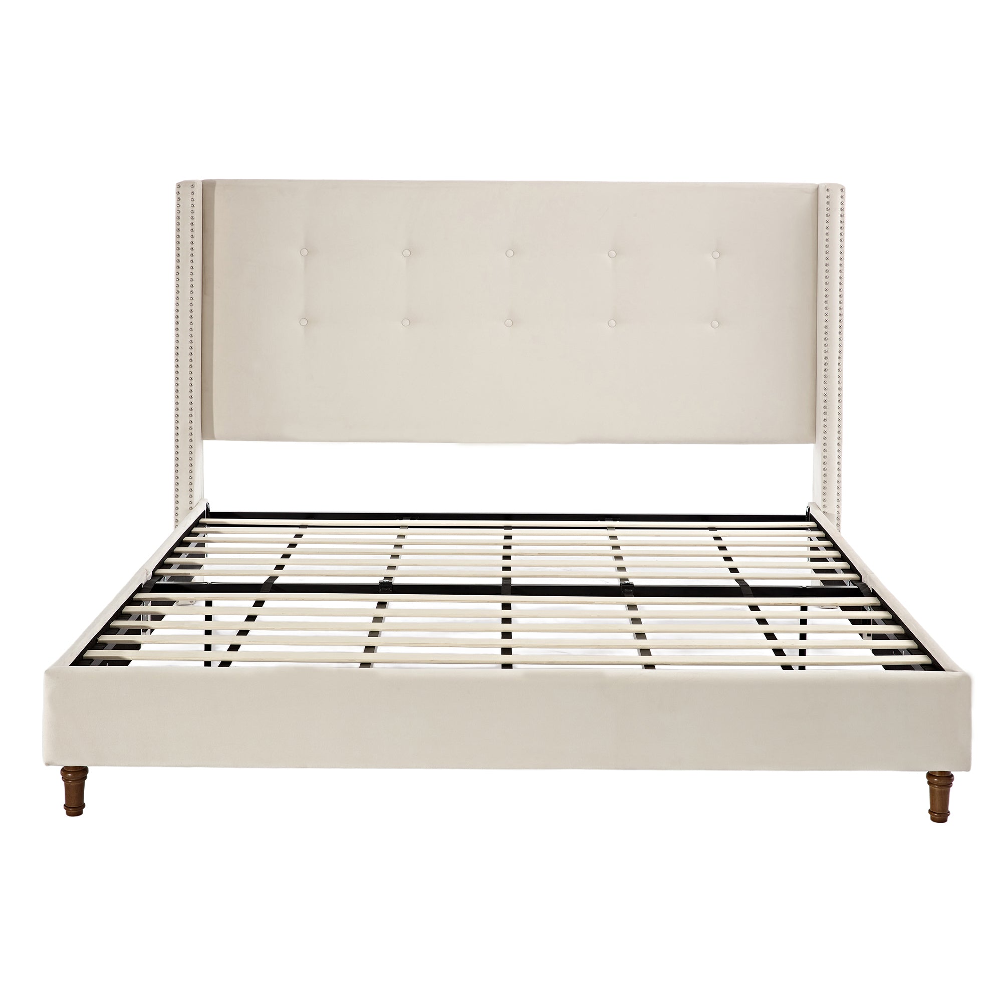 Peyton Upholstered King Bed in Ivory Velvet