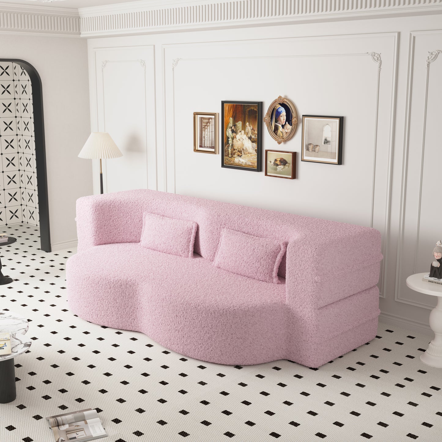 Mucasa Pink Modern Foam-Filled Sleeper Sofa