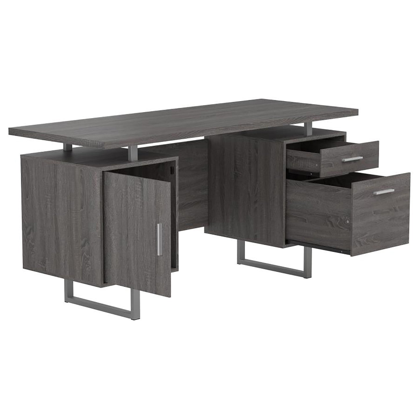 Tomar Weathered Grey 2-drawer Floating Top Office Desk