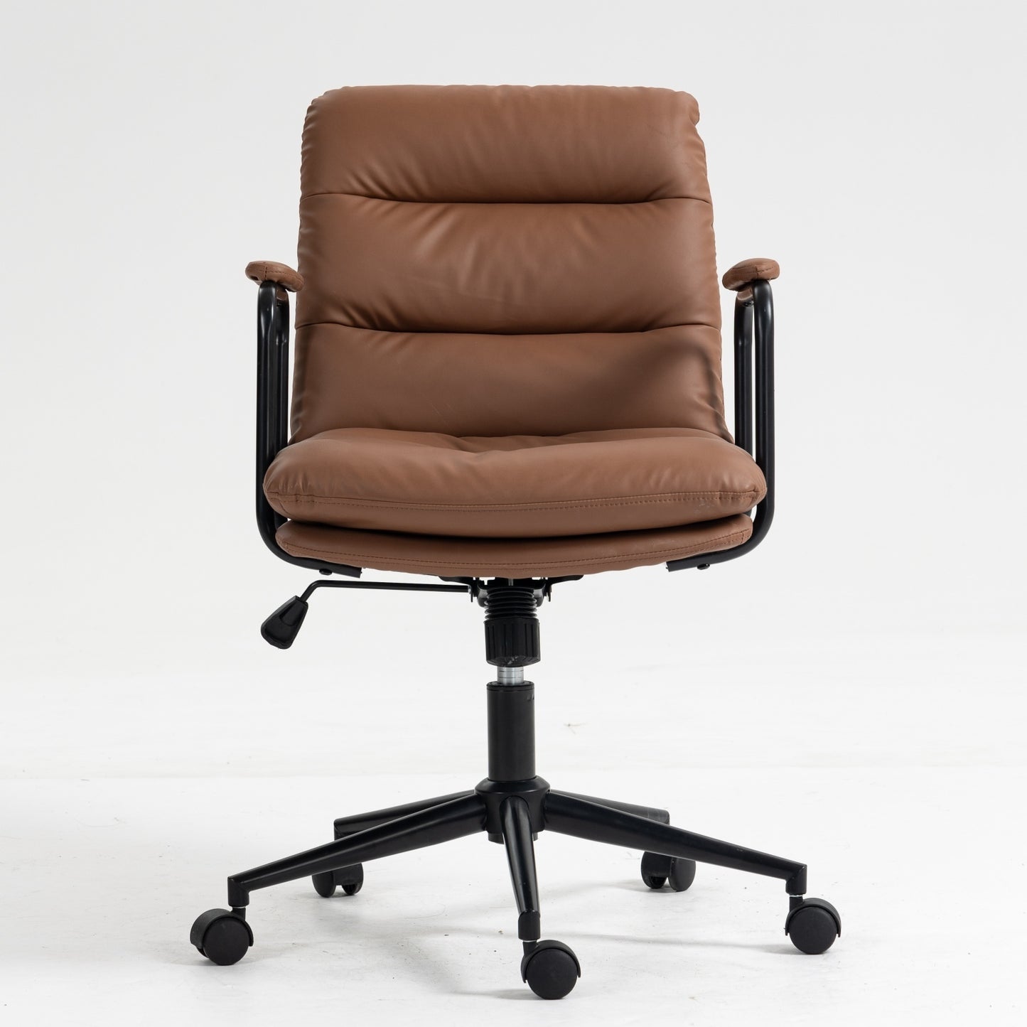 Royton Computer Rolling Swivel Chair in Brown PU Leather