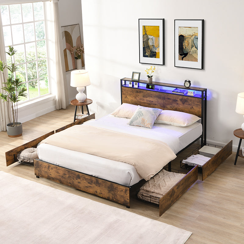 Verto Full Bed Frame with Storage Headboard
