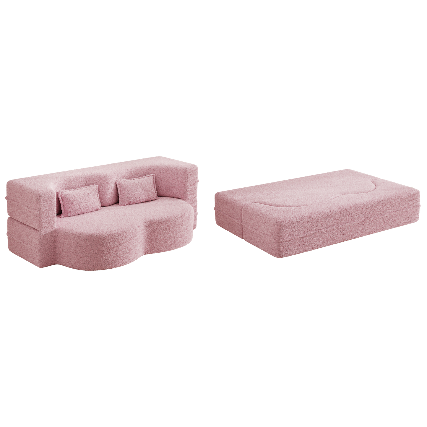 Mucasa Pink Modern Foam-Filled Sleeper Sofa