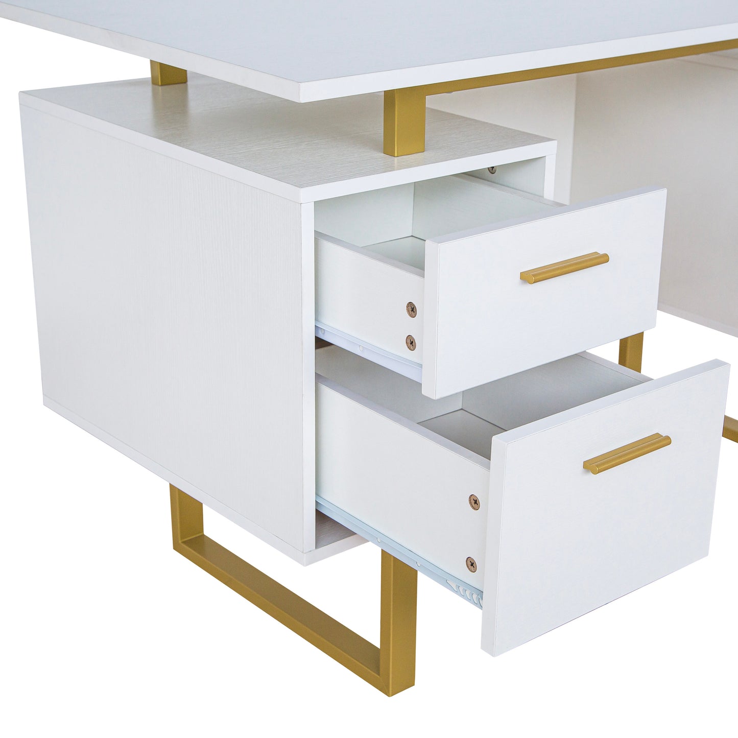 Techni White and Gold Office Desk