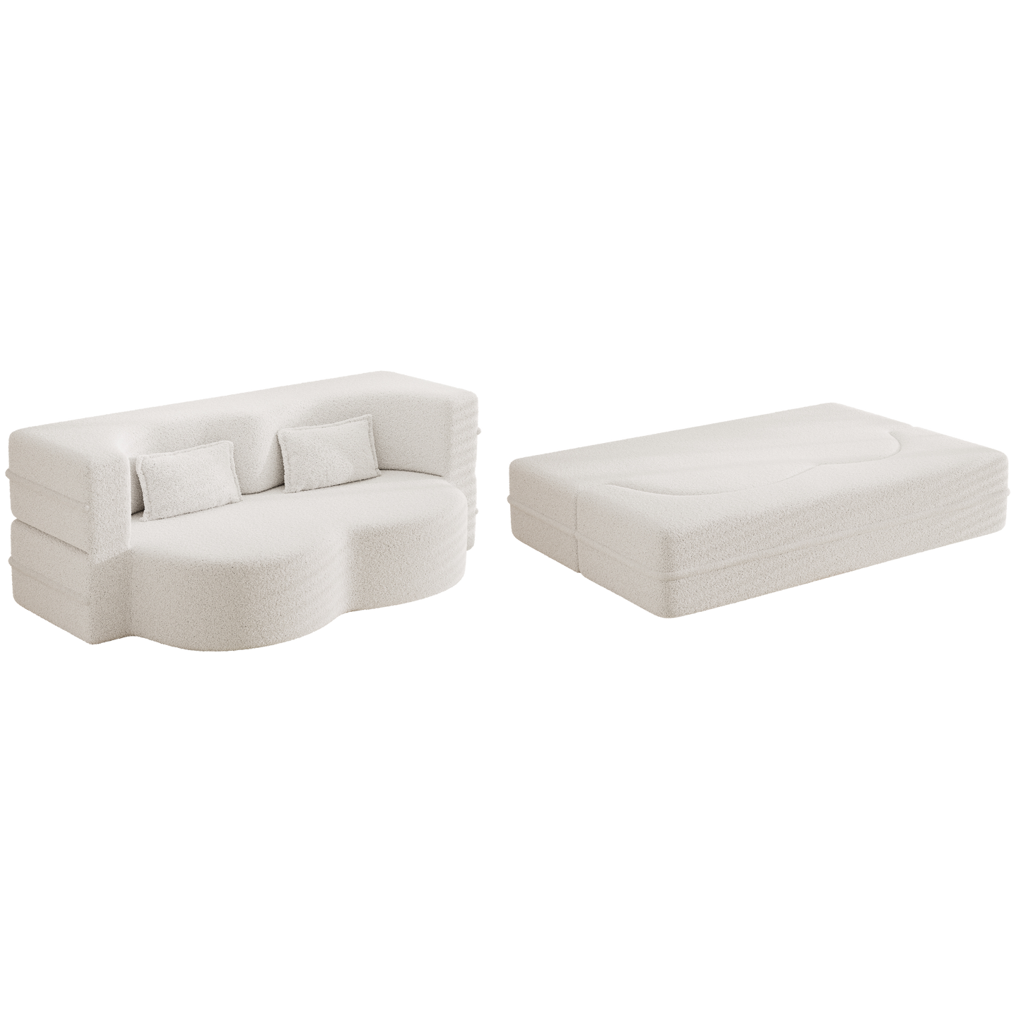 Mucasa Beige Modern Foam-Filled Sleeper Sofa