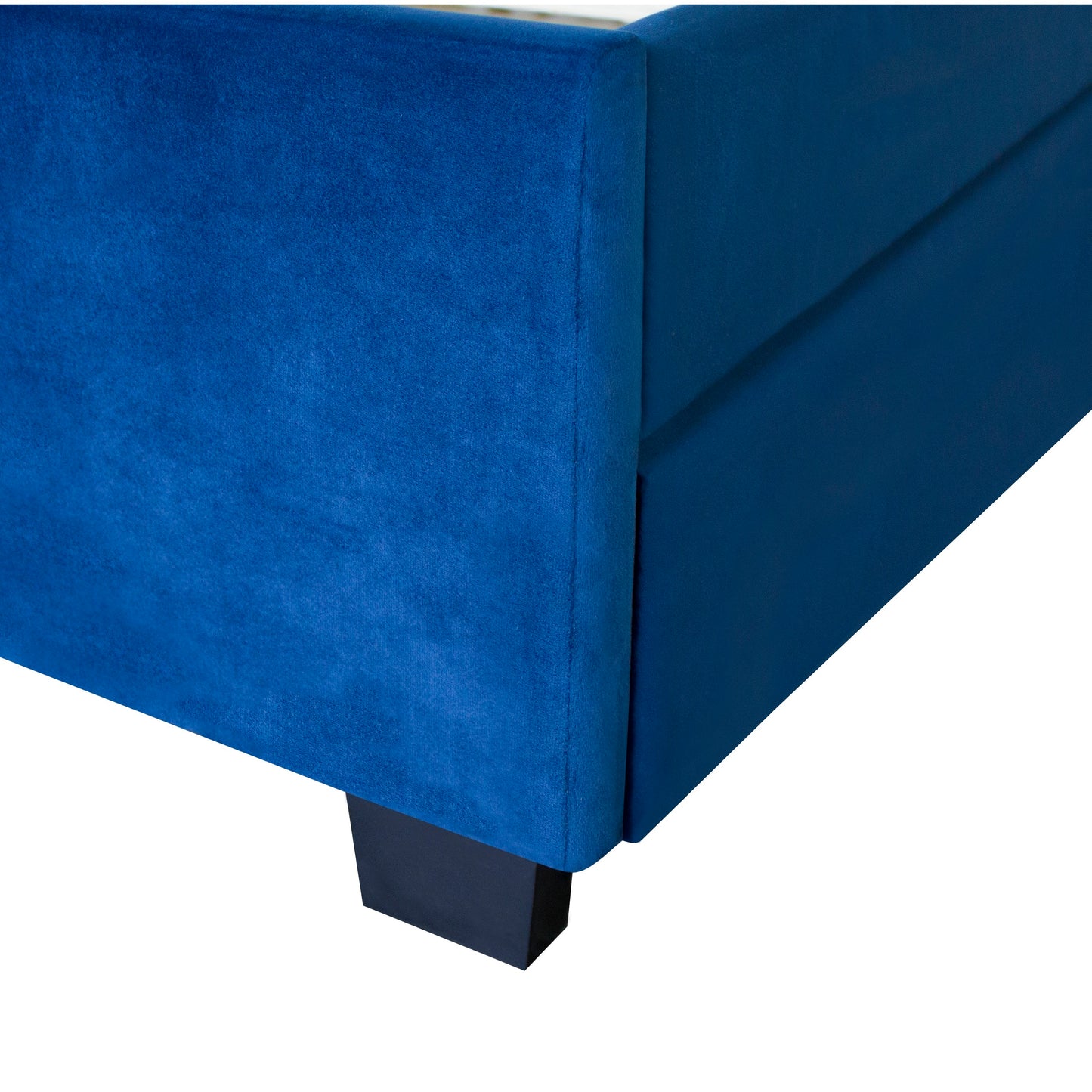 Gina Queen Bed with Trundle and Storage in Blue Fabric