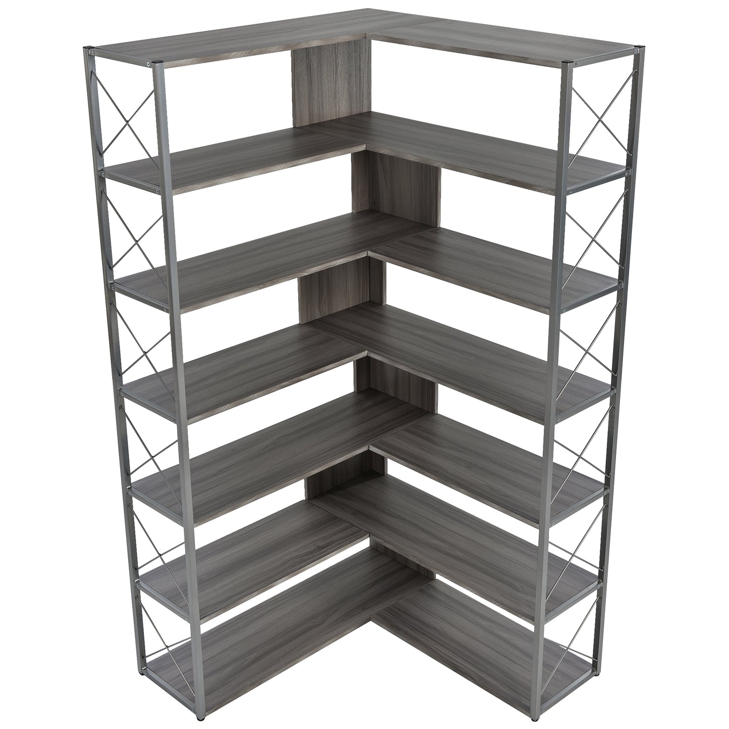 Garmin Silver+Grey 7-Tier Metal Bookcase