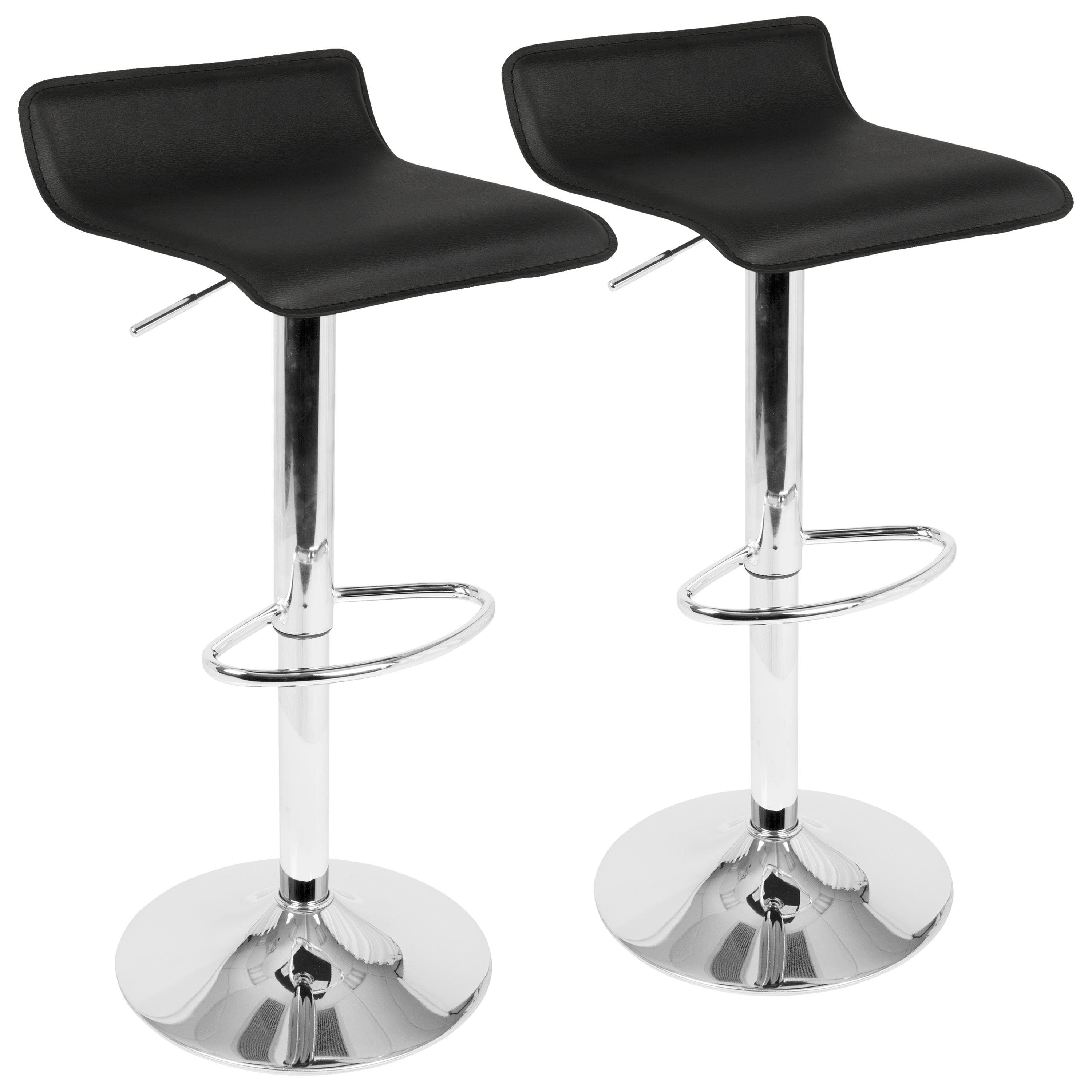 Ali Black Contemporary Adjustable Barstool (Set of 2)