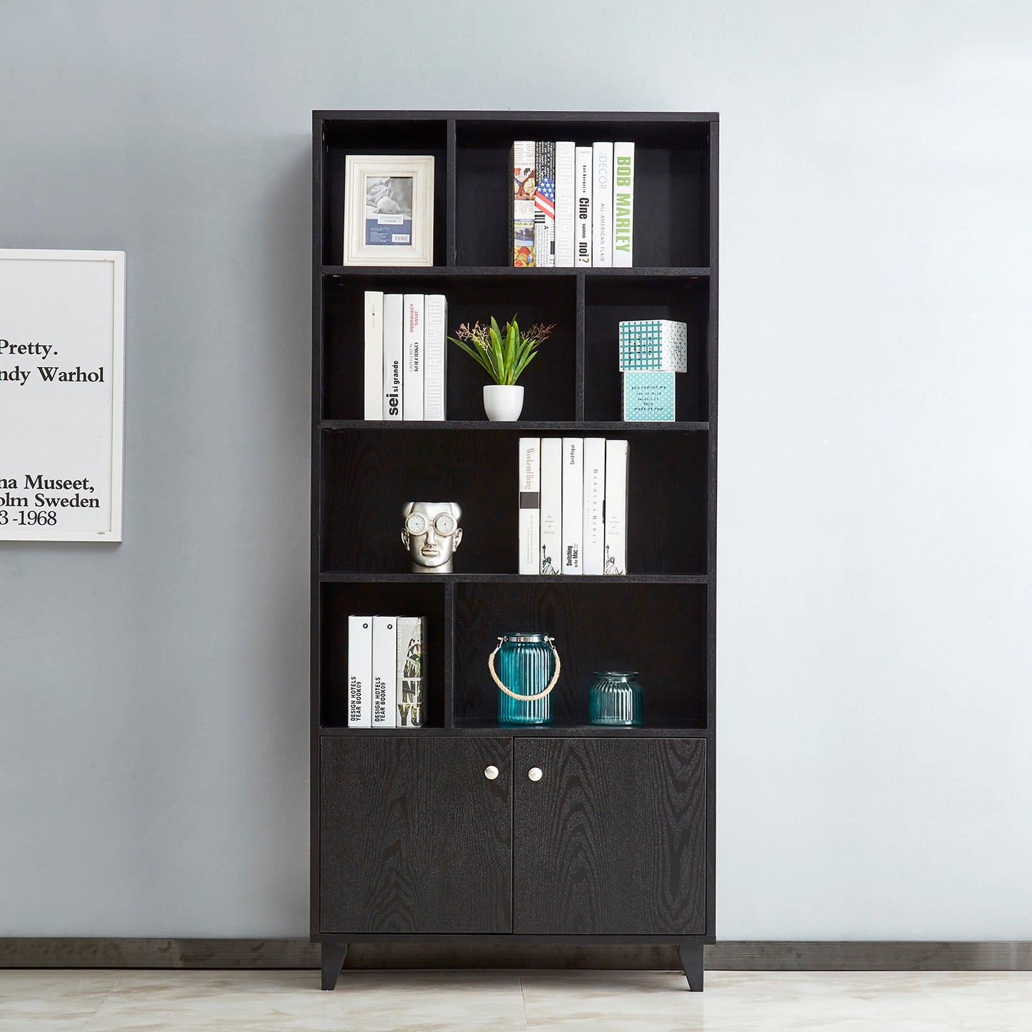 Imagin Bookcase w/ Doors in Black