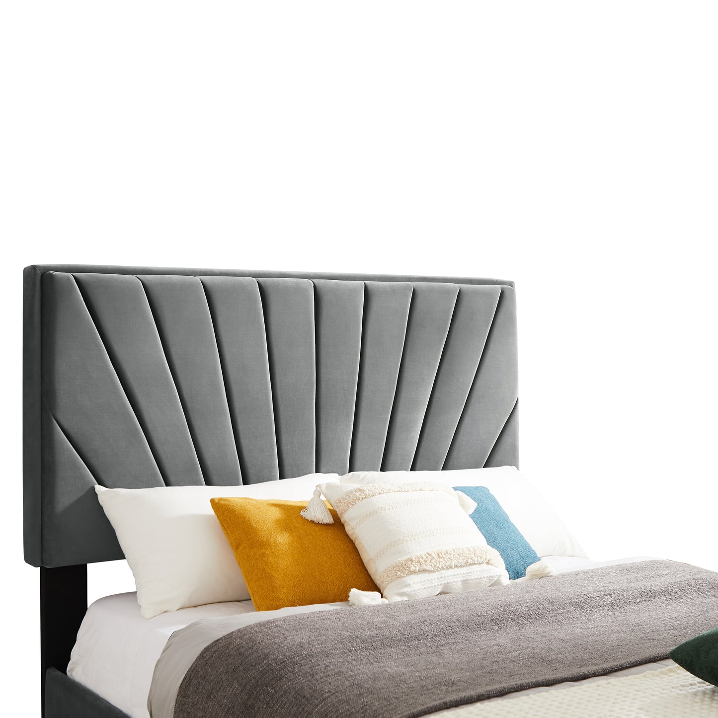 Colbalt Queen bed in Grey Upholstery