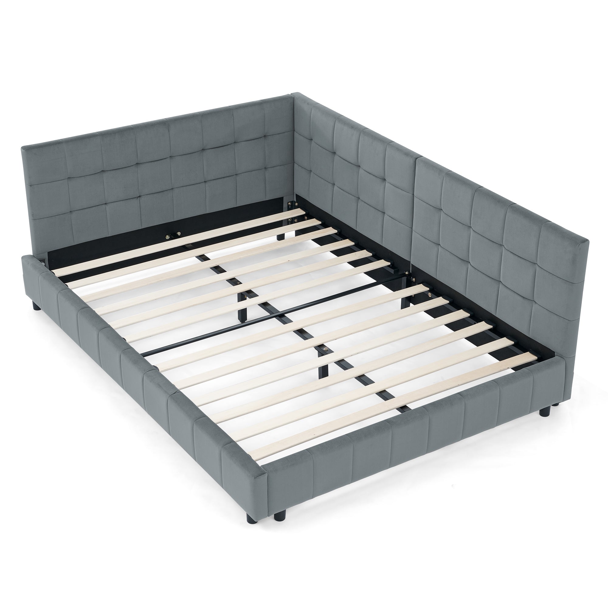 Strata Velvet Grey Full Size Upholstered Tufted Bed