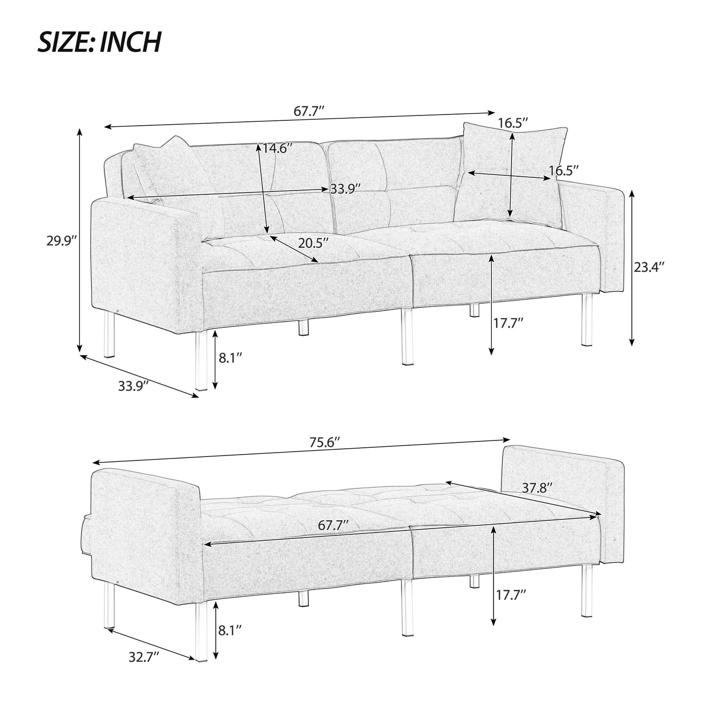 Oris Linen Upholstered Modern Convertible Sofa Bed