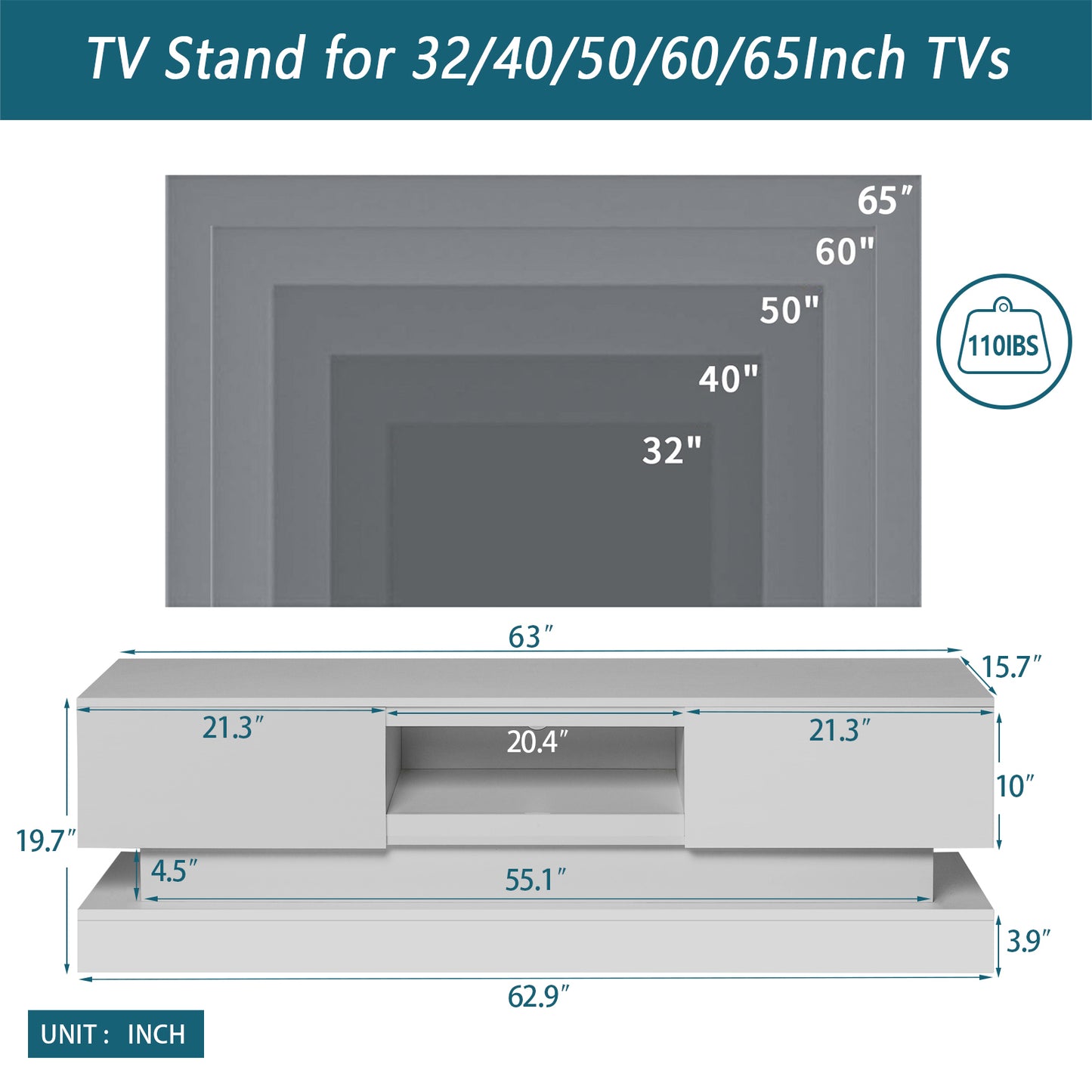 Camora White High Gloss Tv Stand