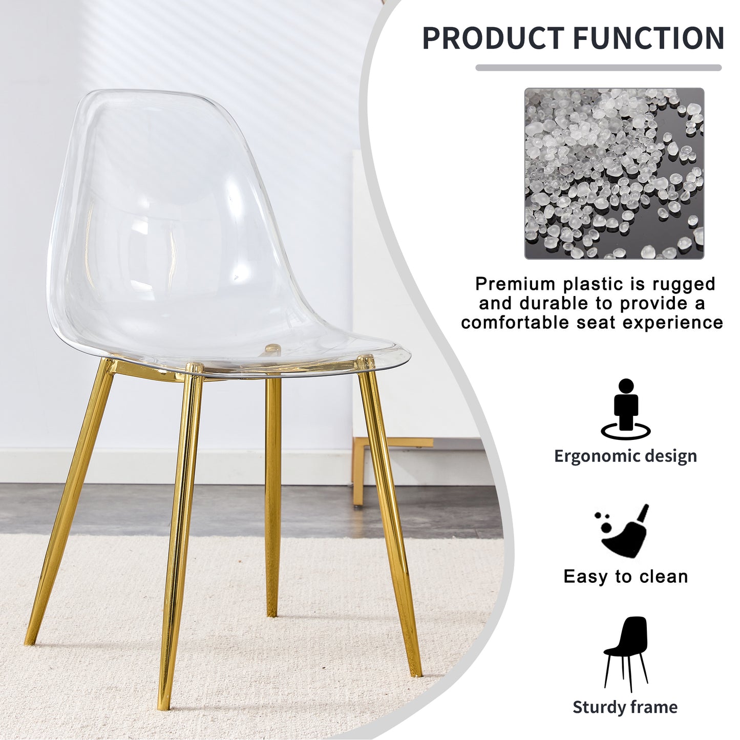 Moderna minimalist transparent dining chair,(Set of 6)