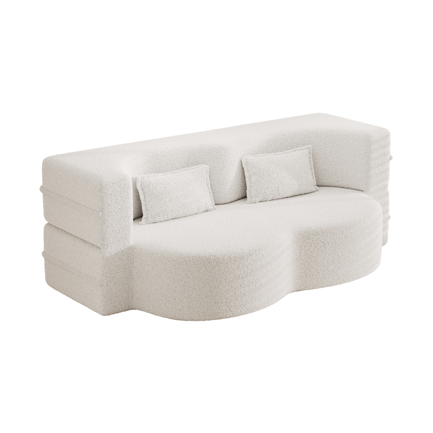 Mucasa Beige Modern Foam-Filled Sleeper Sofa