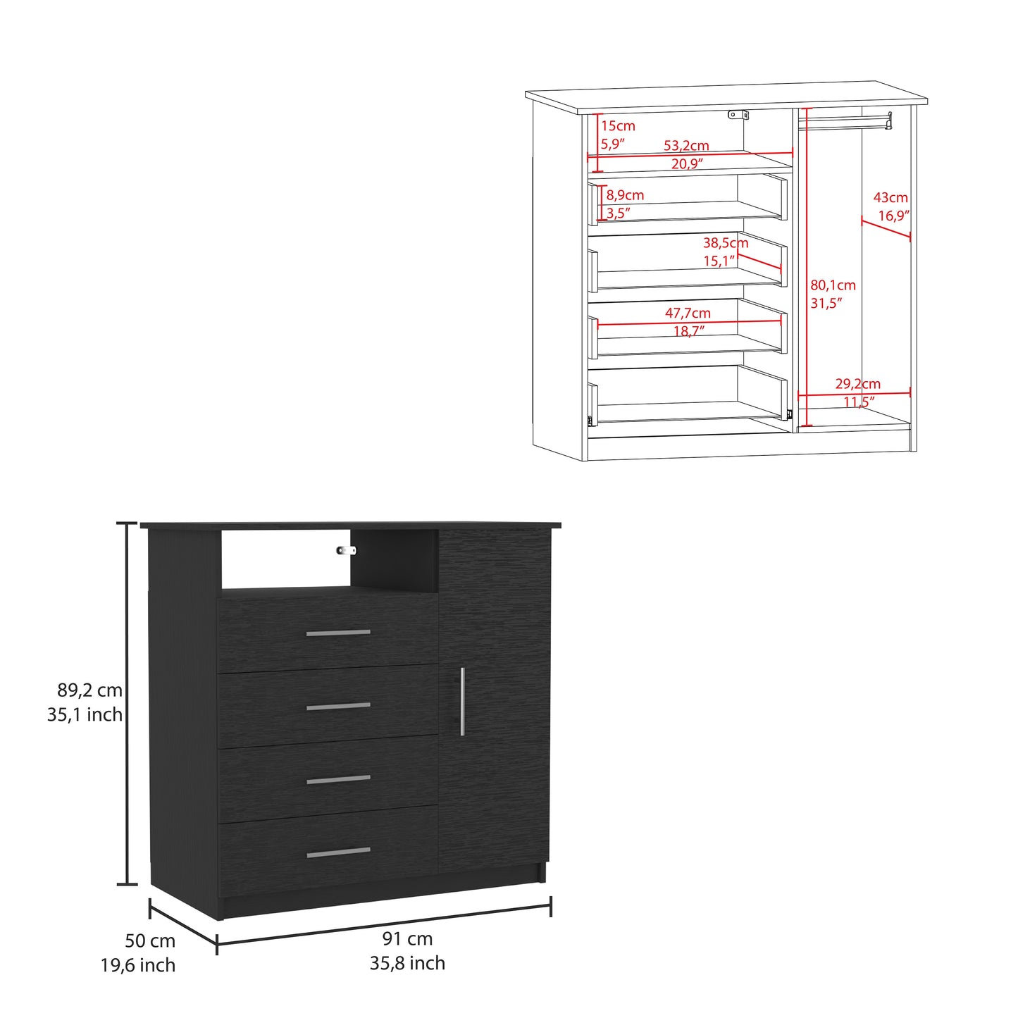 Beaufort Media Chest in Black Finish