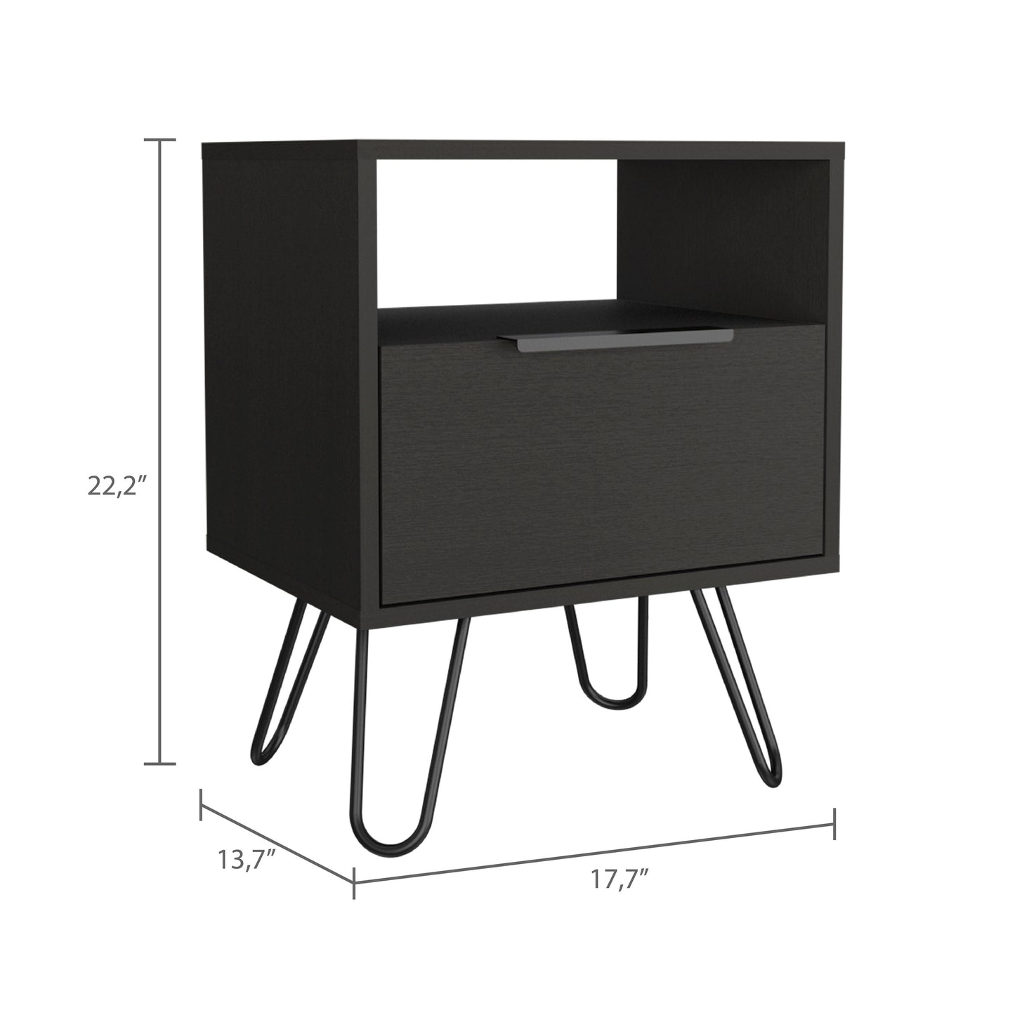 Begonia Nightstand in Black Finish