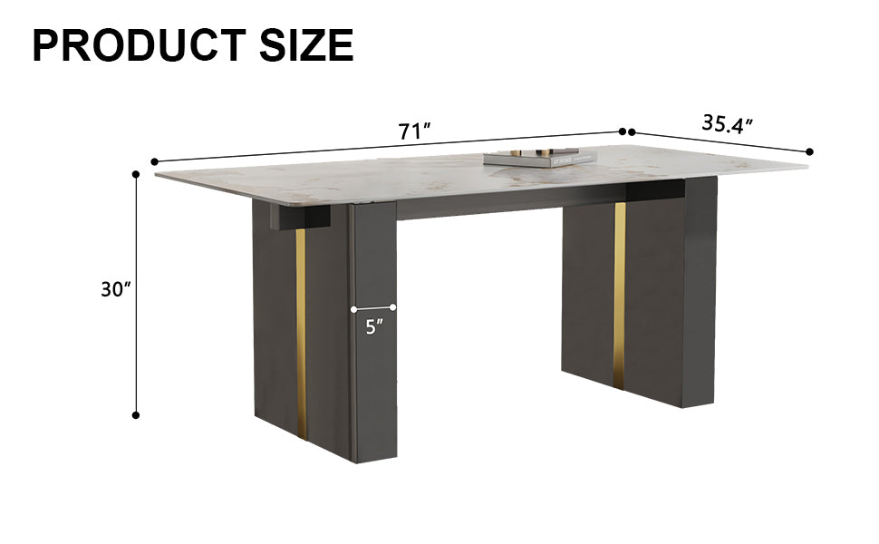 Junio modern rectangular table with 0.39 inch patterned tabletop