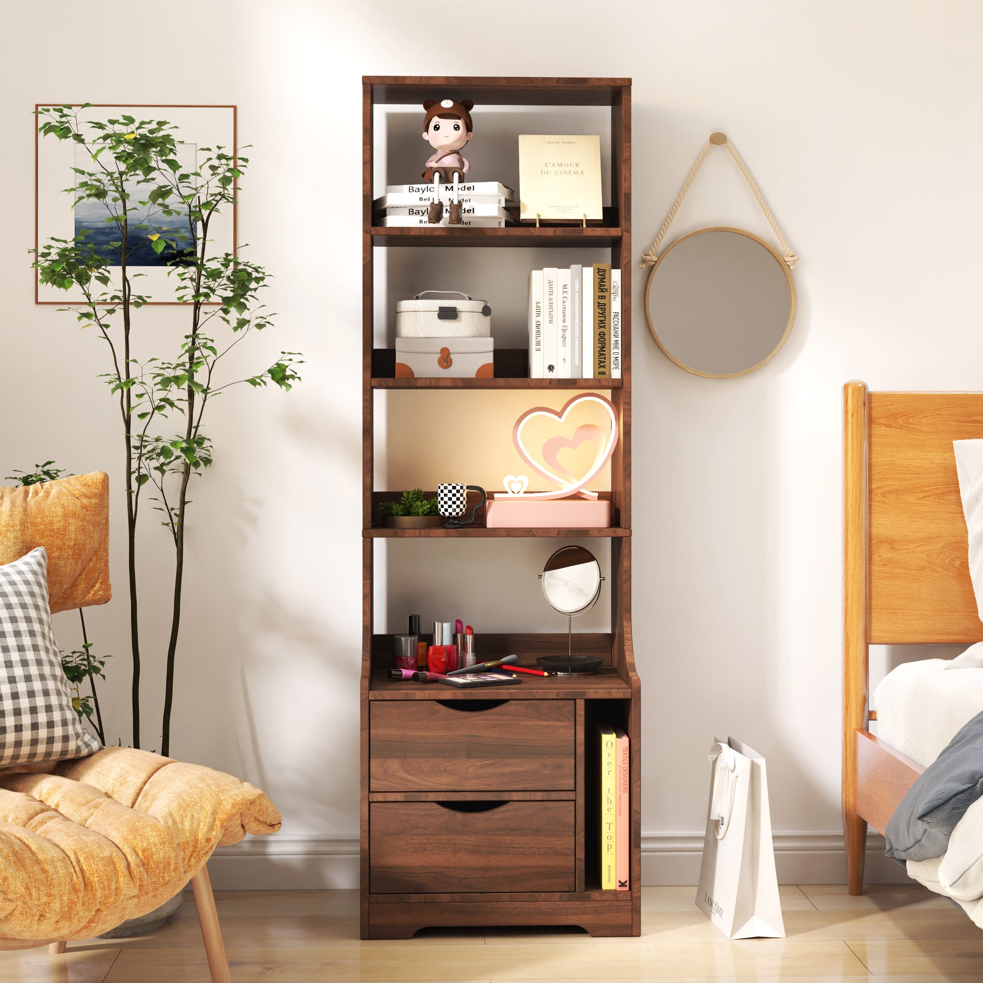 Grove Night Stand with Bookshelf