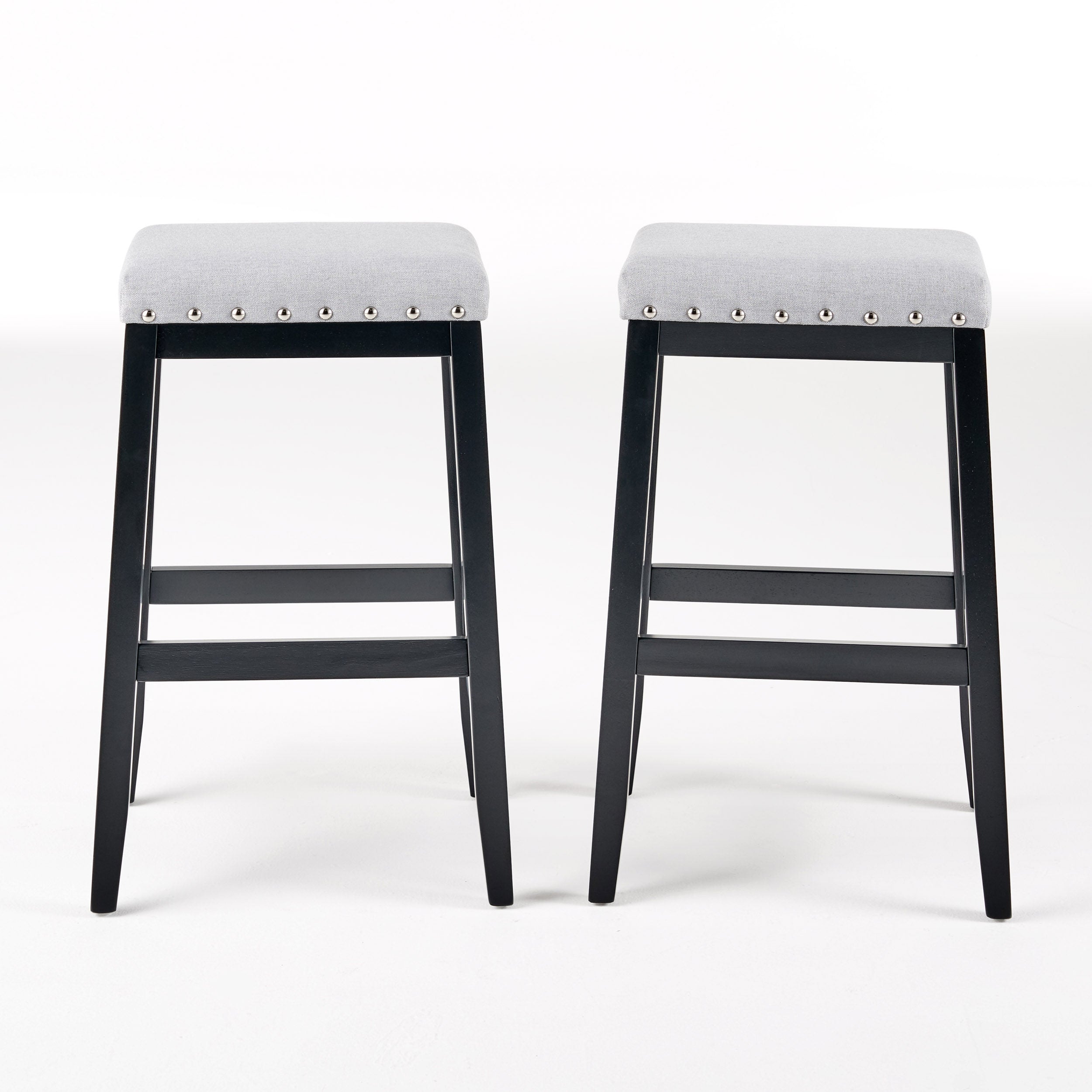 Greely Light Grey Saddle Barstool Set (Set of 2)