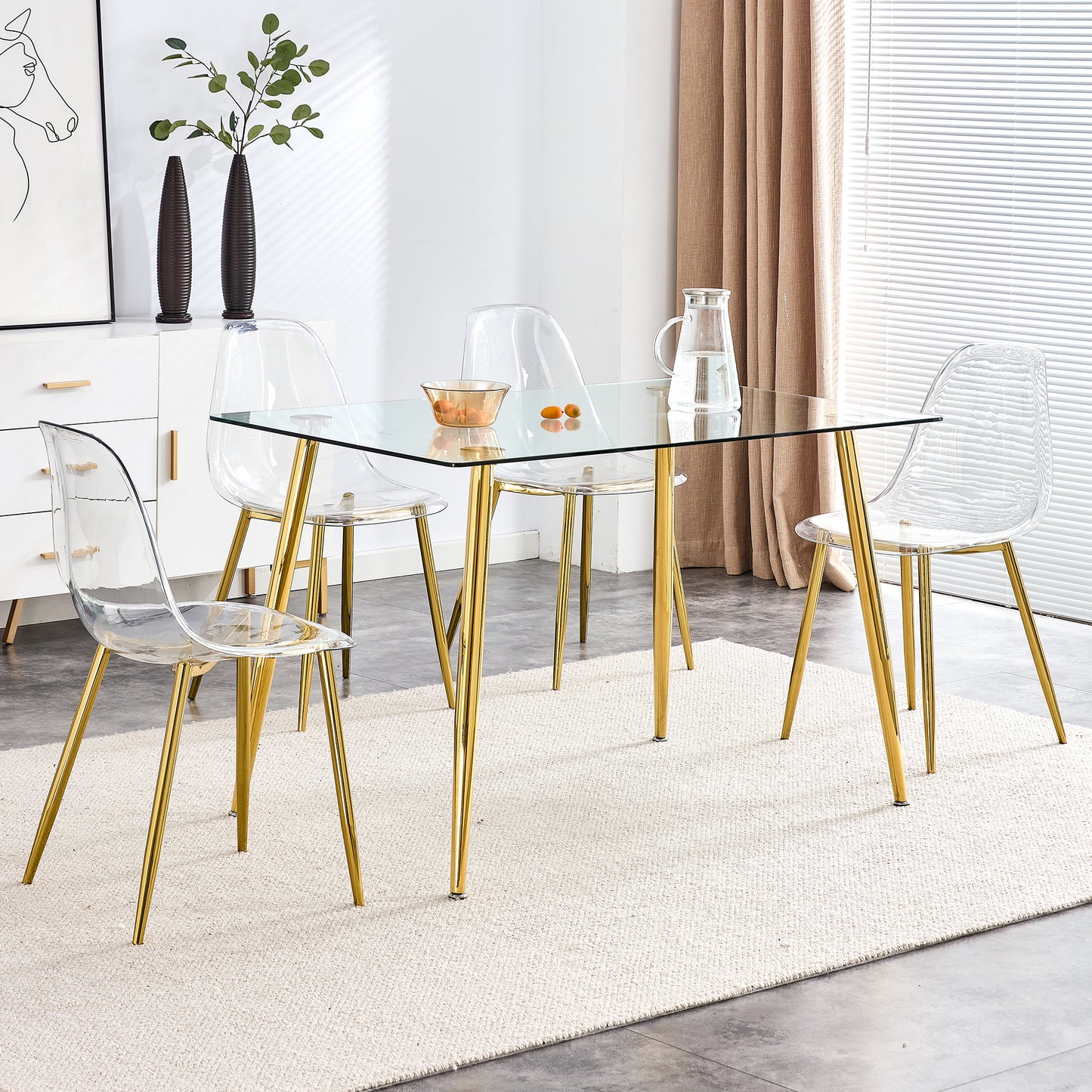 Moderna minimalist transparent dining chair,(Set of 6)