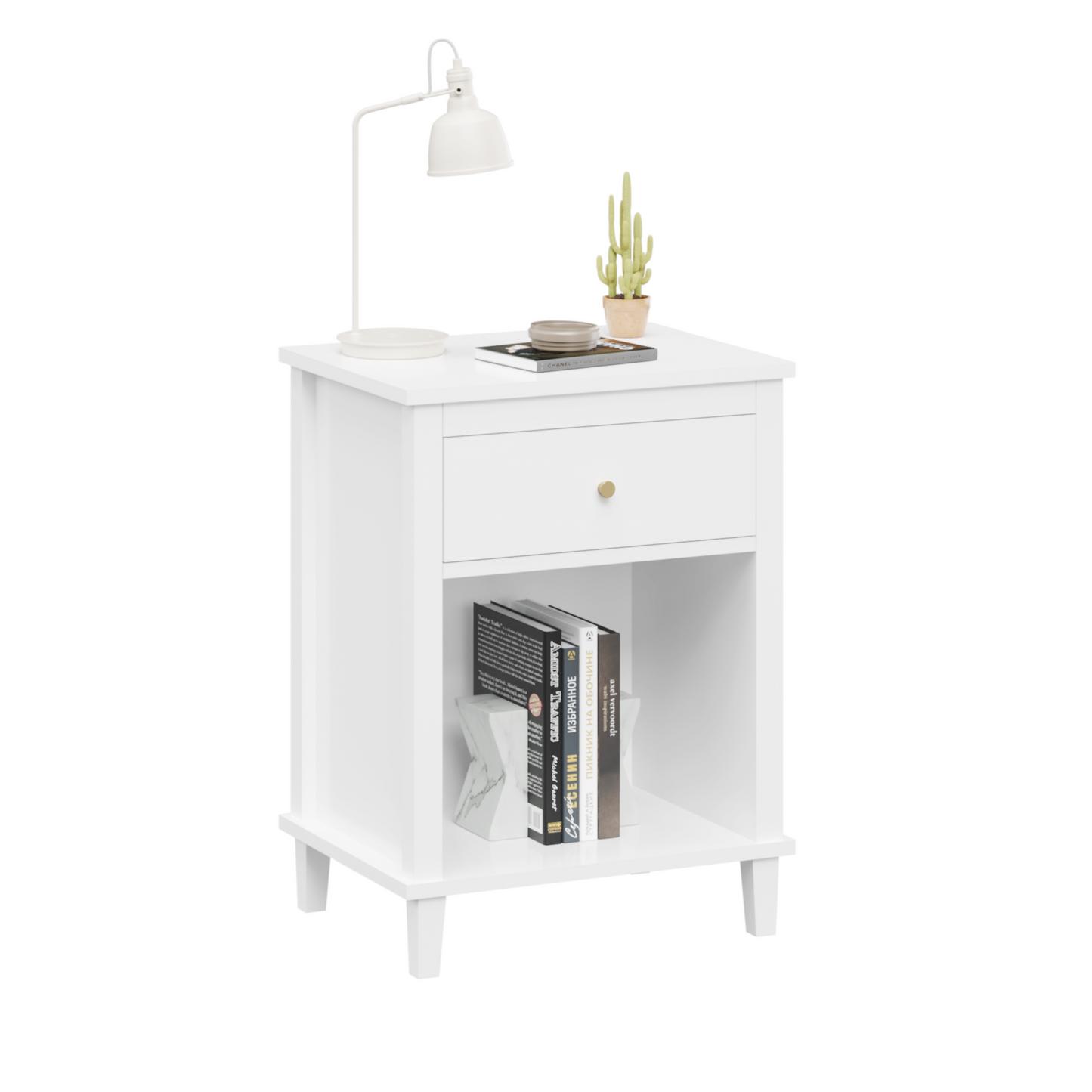 Natasha One Drawer Nighstand in White Finish