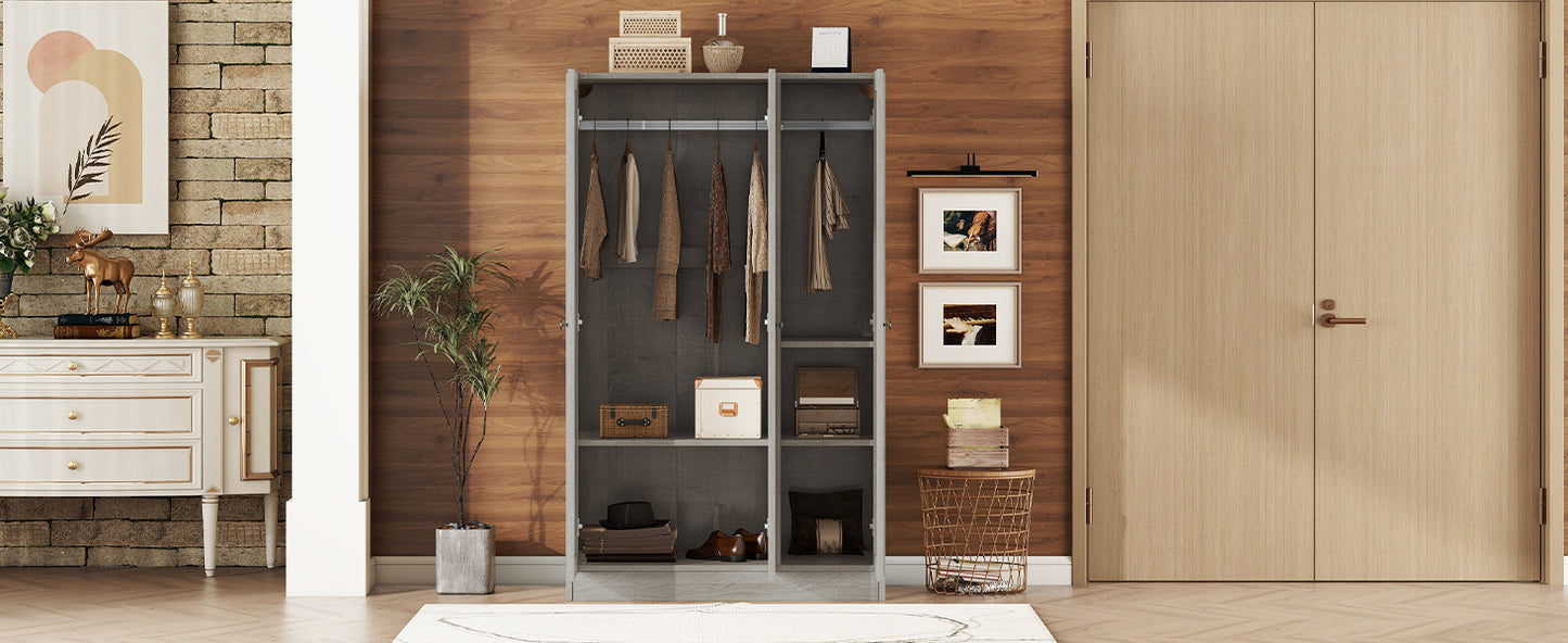 3-Door Shutter Wardrobe with shelves in Gray