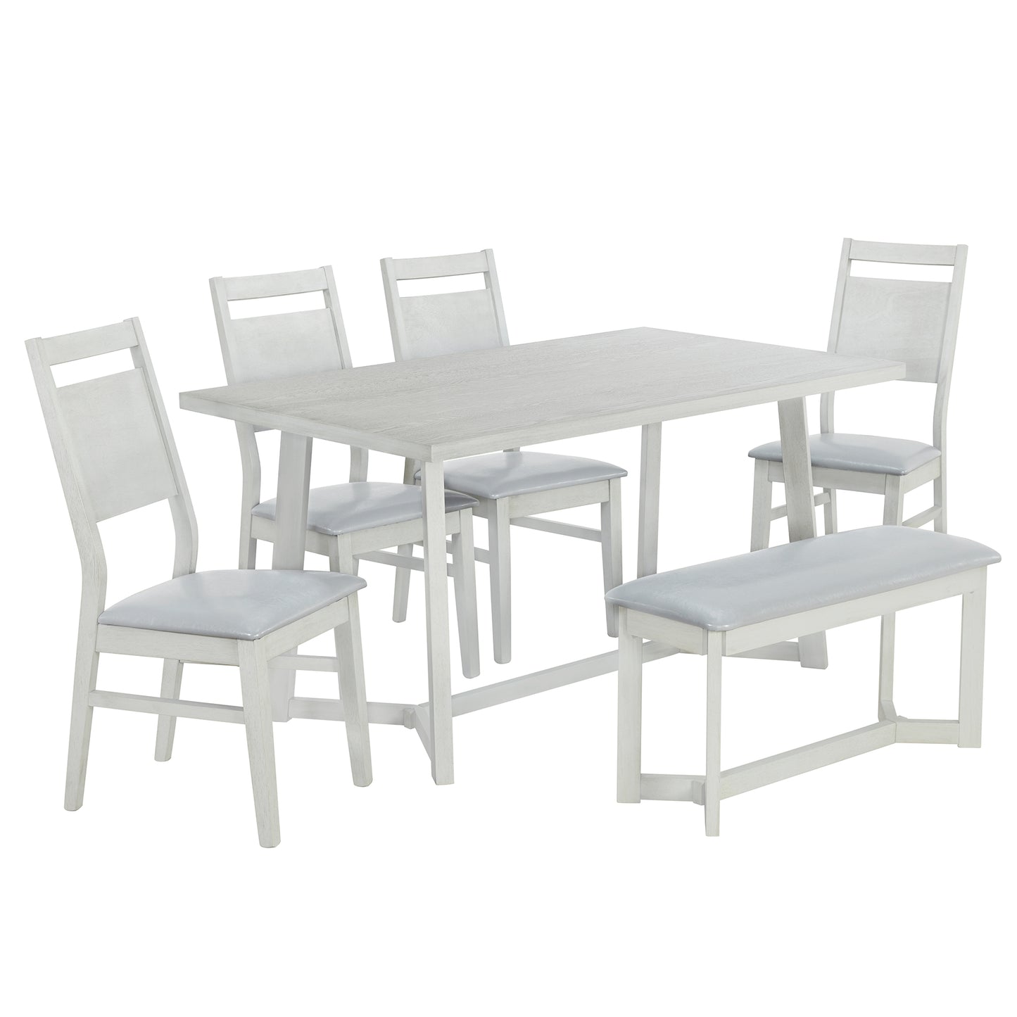 Whittland Farmhouse 6-Piece Wood Dining Table Set in Grey finish