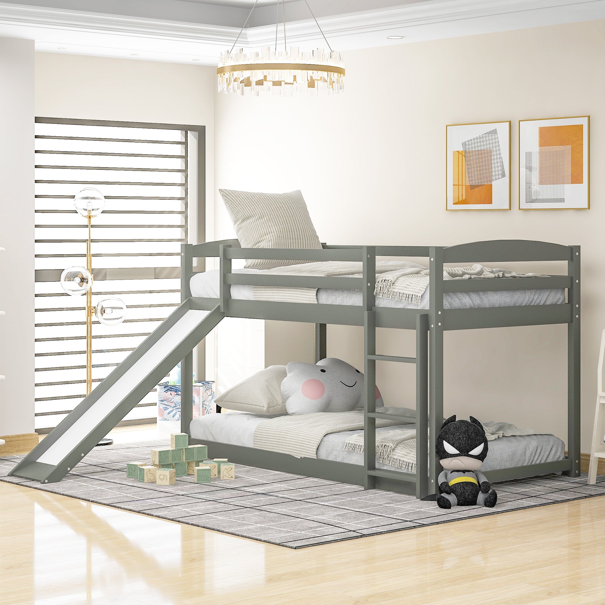 SkyLoft Grey Twin over Twin Bunk Bed