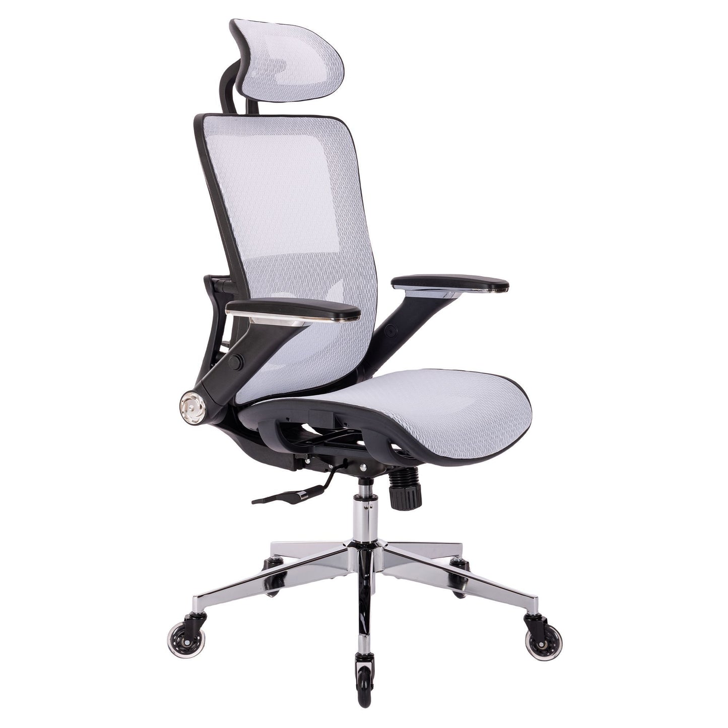 Kimmie White Office Chair w/  Adjustable Headrest with Flip-Up Arms