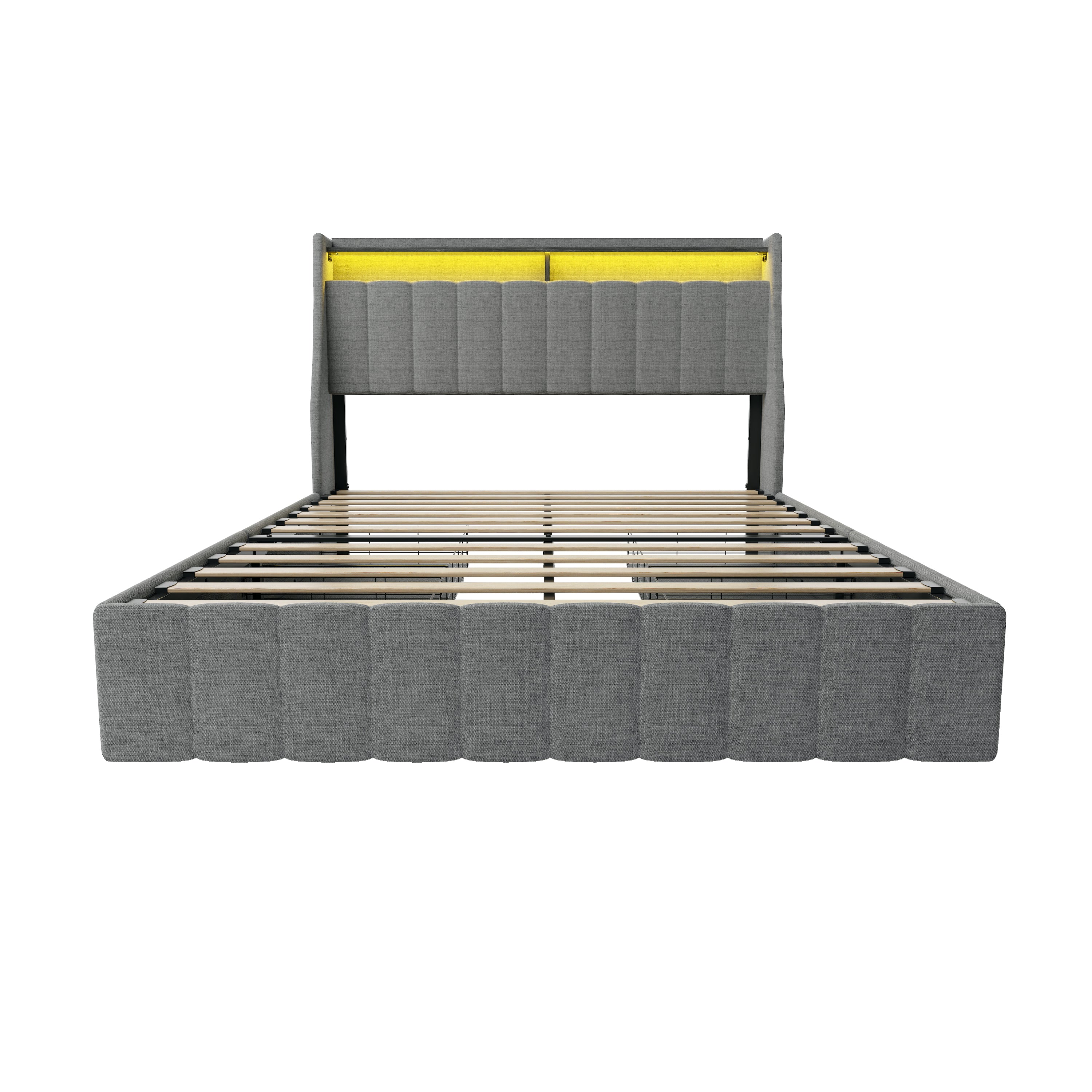 Aspire Modern Upholstered Full Size Bed Frame with LED