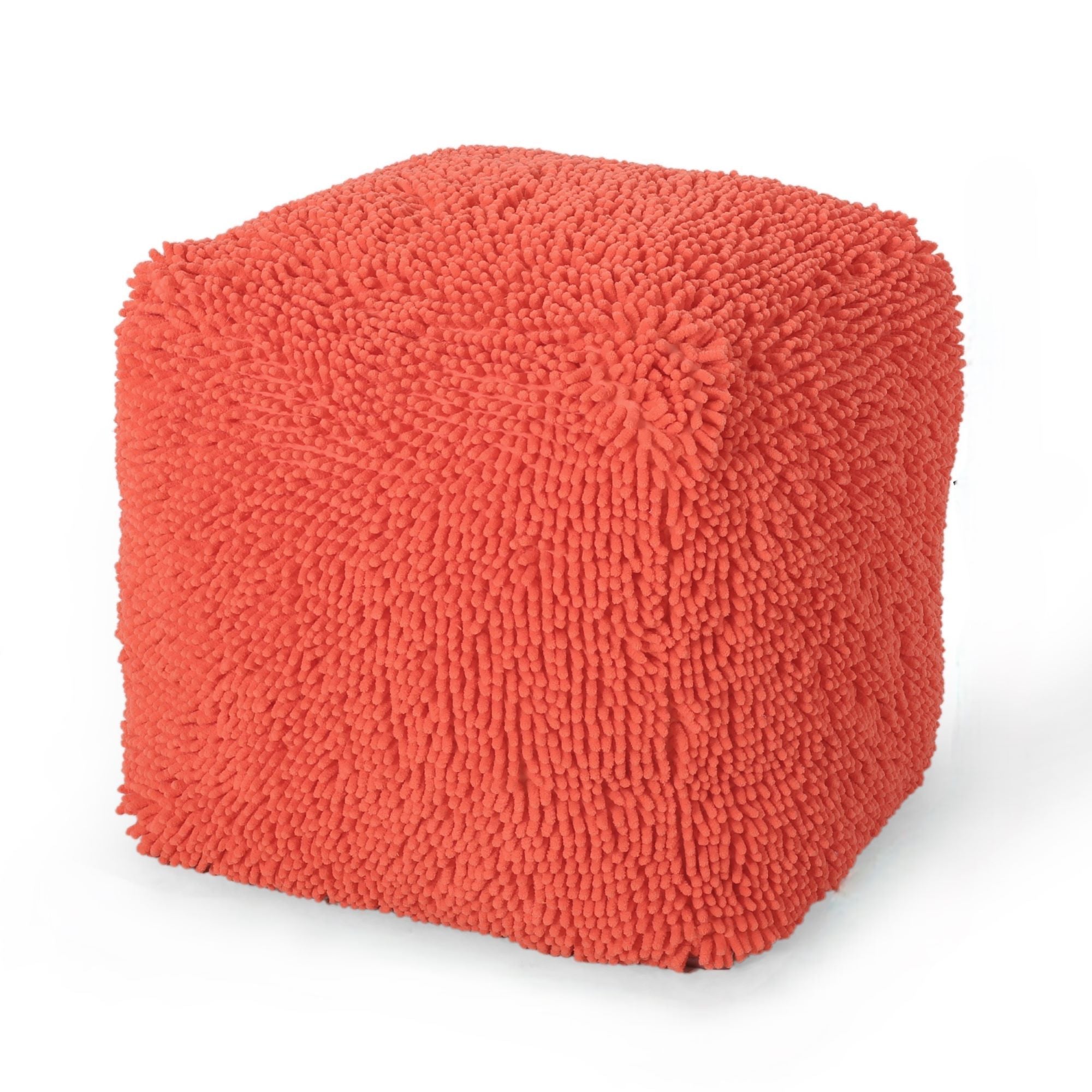 Sunny Coral Square Pouf