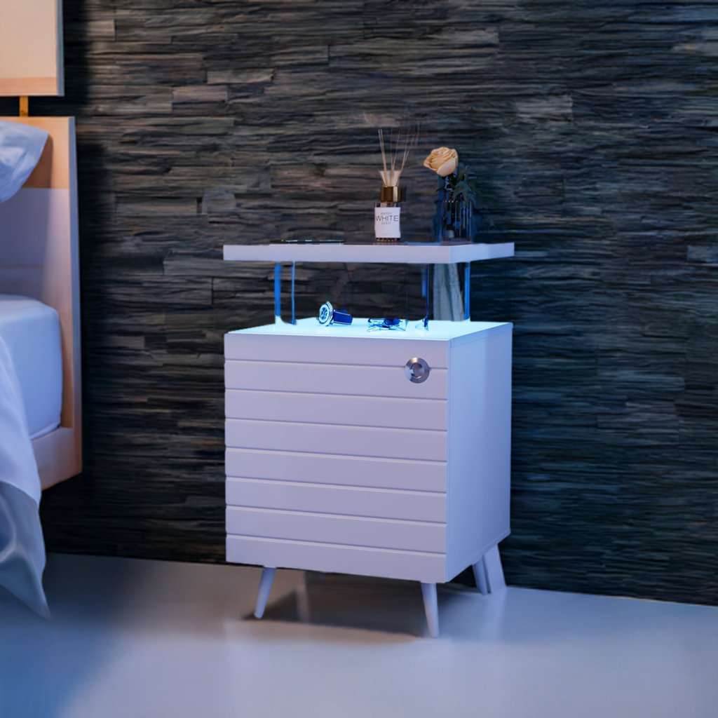 Chroma LED Nightstand in White Finish